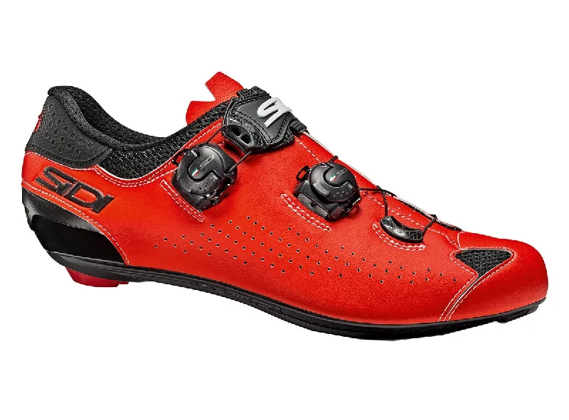 Sidi Genius 10 Road Shoe - Black-Fluo Red