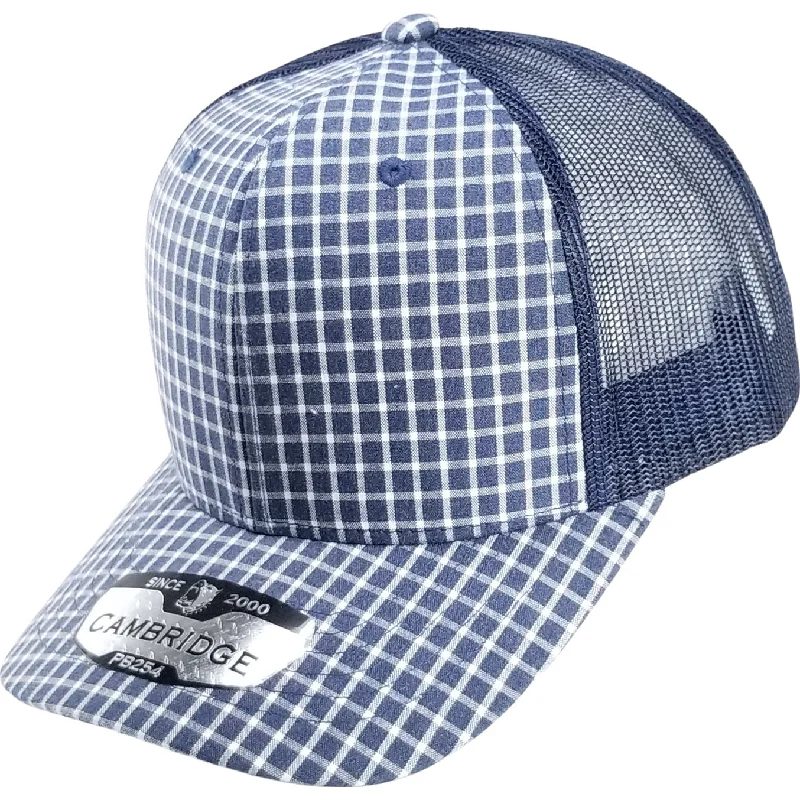 PB254 [NAVY/NAVY] PLAID TRUCKER HATS