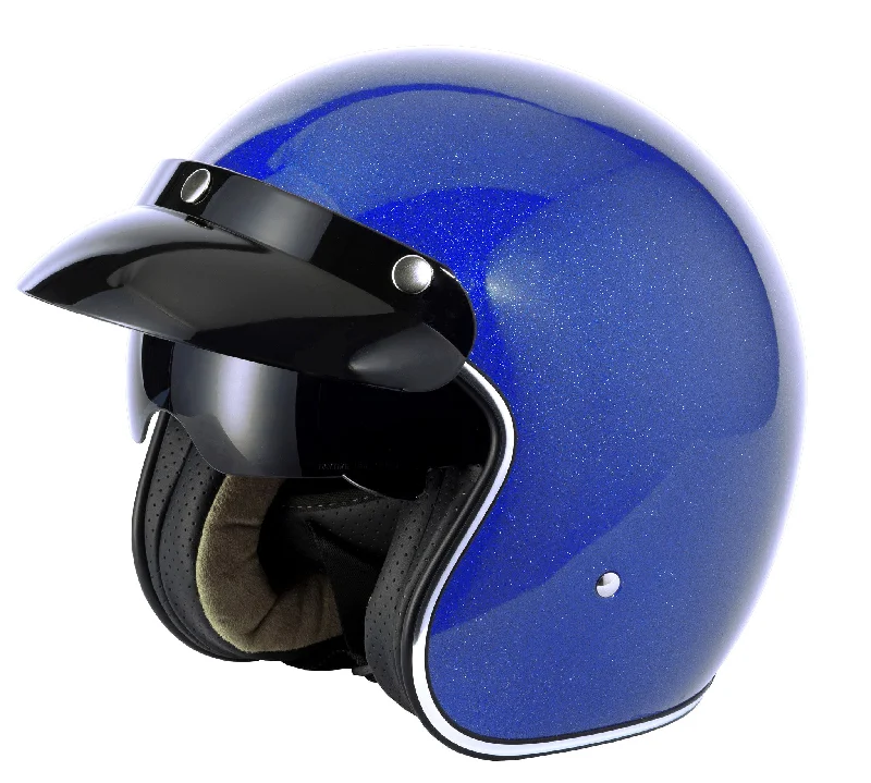 Vcan V537 Open Face Helmet - Blue Flake