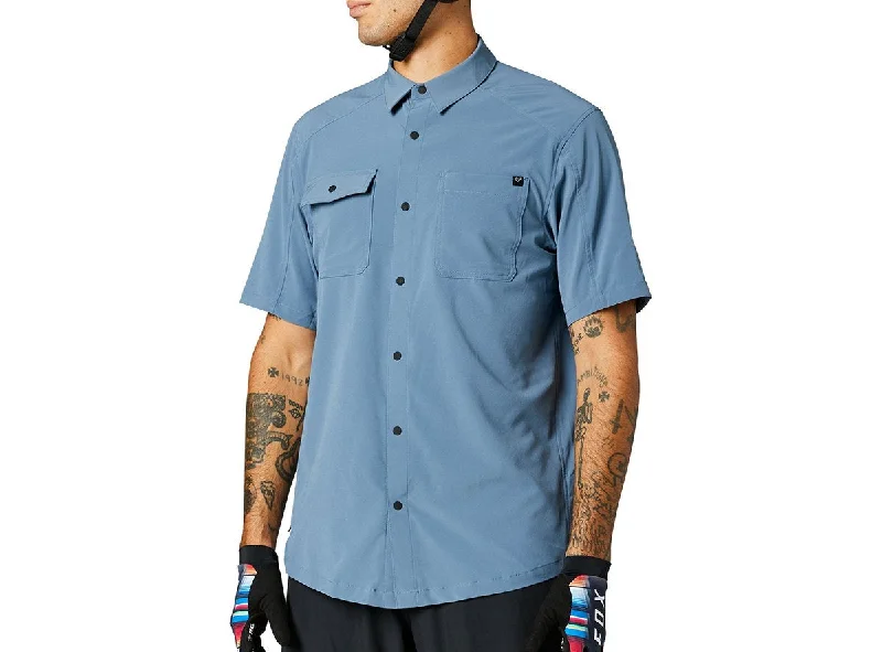 Fox Racing Flexair Woven Short Sleeve MTB Jersey - Matt Blue