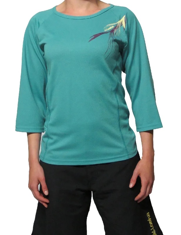 Loeka Womens Kasista 3/4 Sleeve MTB Jersey - Green Blue Slate