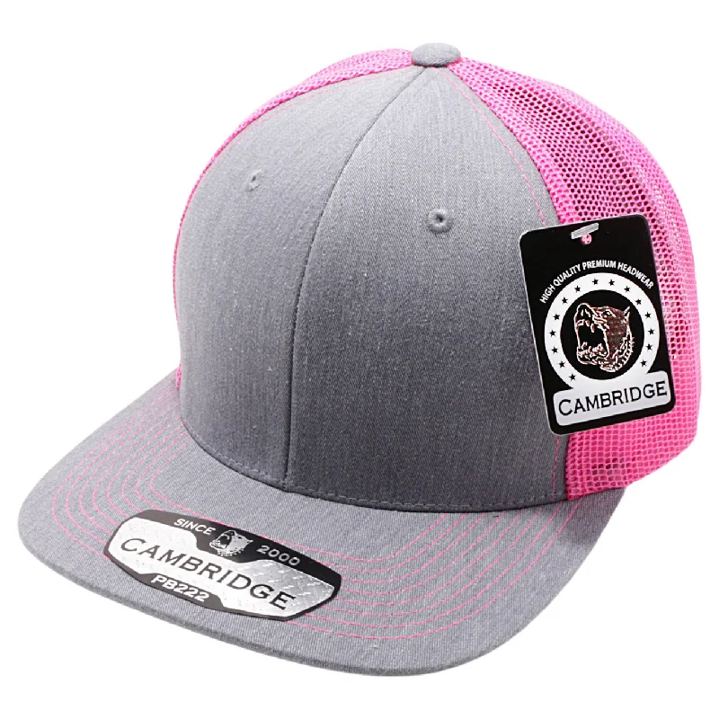 PB222H-HEATHER GRAY-PINK CAMBRIDGE TRUCKER HAT