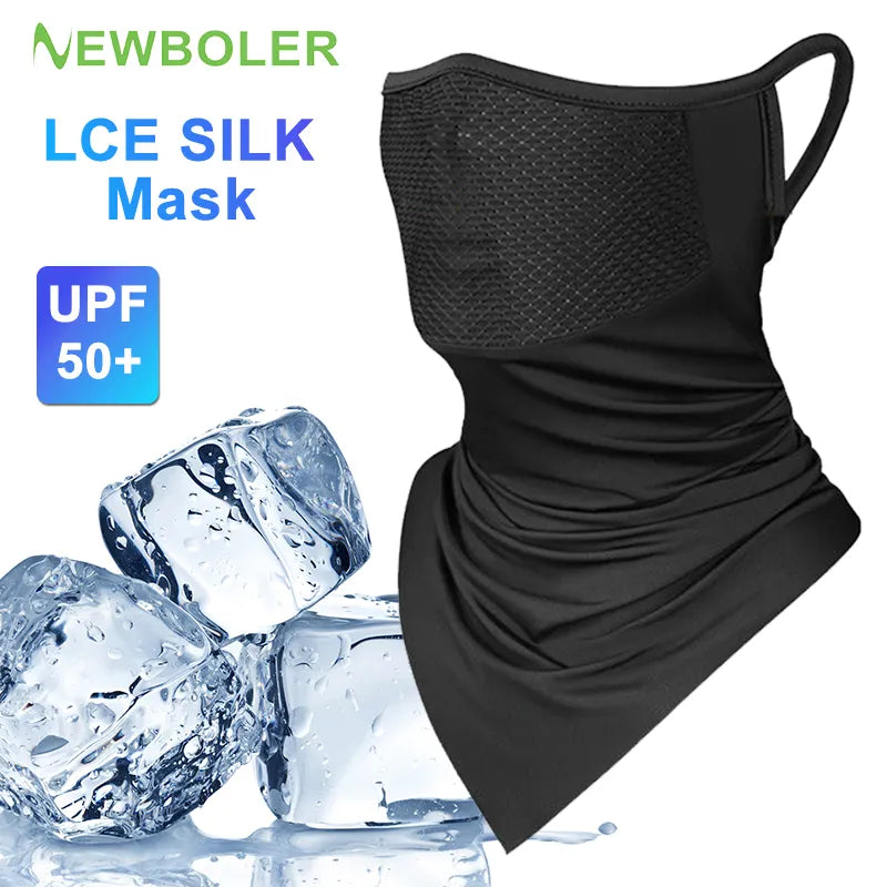 NEWBOLER  Summer Bicycle Face Mask Ice Fabric Anti-sweat Breathable Sport Cycling Running Scarf Headwear Men Women Bike Mask