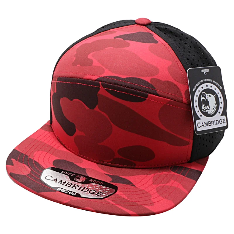 PB260 [RED] SHINY CAMO CAMPER PERFORATED SNAPBACK HATS