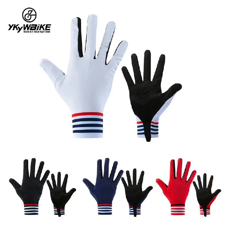 YKYW MTB Road Cycling Touch Screen Full Finger Gel Gloves Lycra Fabric Antiskid Rubber Wear-resistant Shockproof 4 Colors