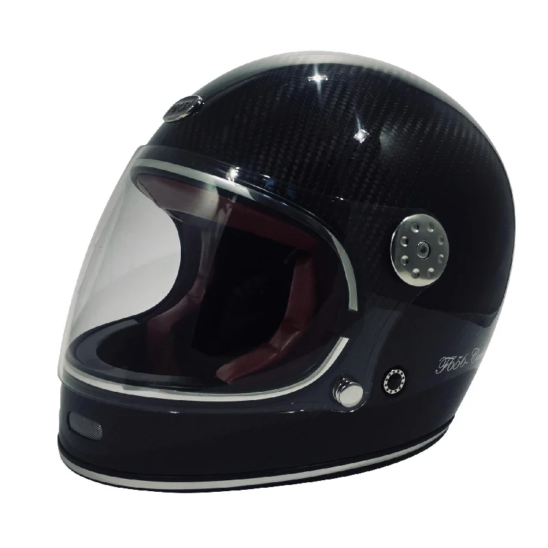 F656-C Carbon Vintage Full Face Helmet - Black Carbon