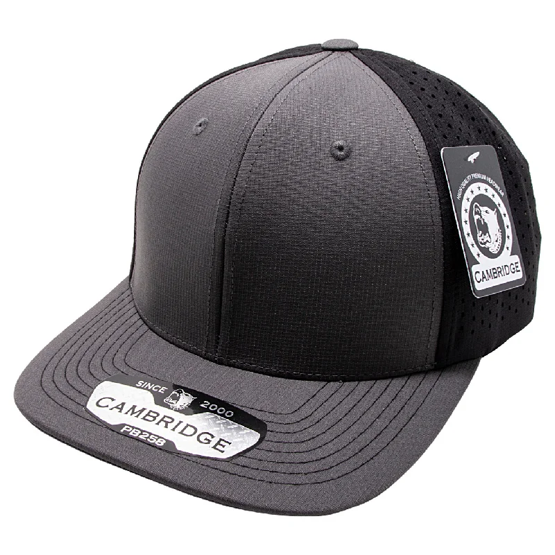 PB258 [CHARCOAL/BLACK] PERFORATED SNAPBACK HATS