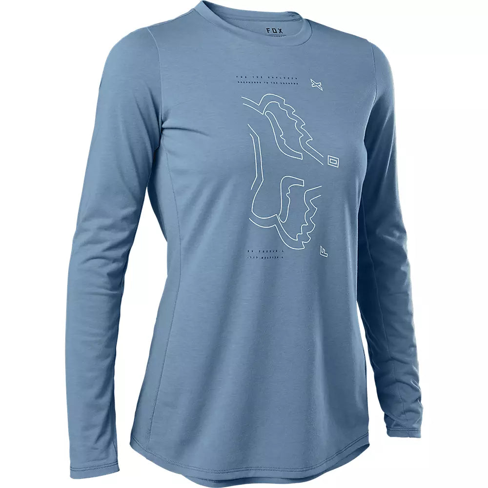 Fox Racing Ranger Dri Release Long Sleeve MTB Jersey - Womens - Dusty Blue