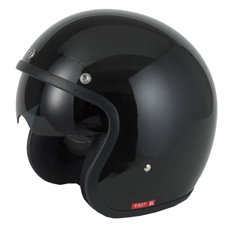 Vcan V537 Open Face Helmet - Gloss Black