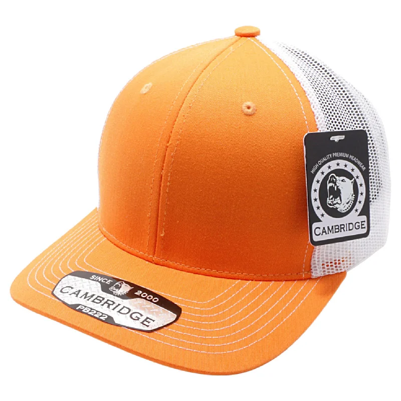 PB222-ORANGE-WHITE CAMBRIDGE TRUCKER HAT