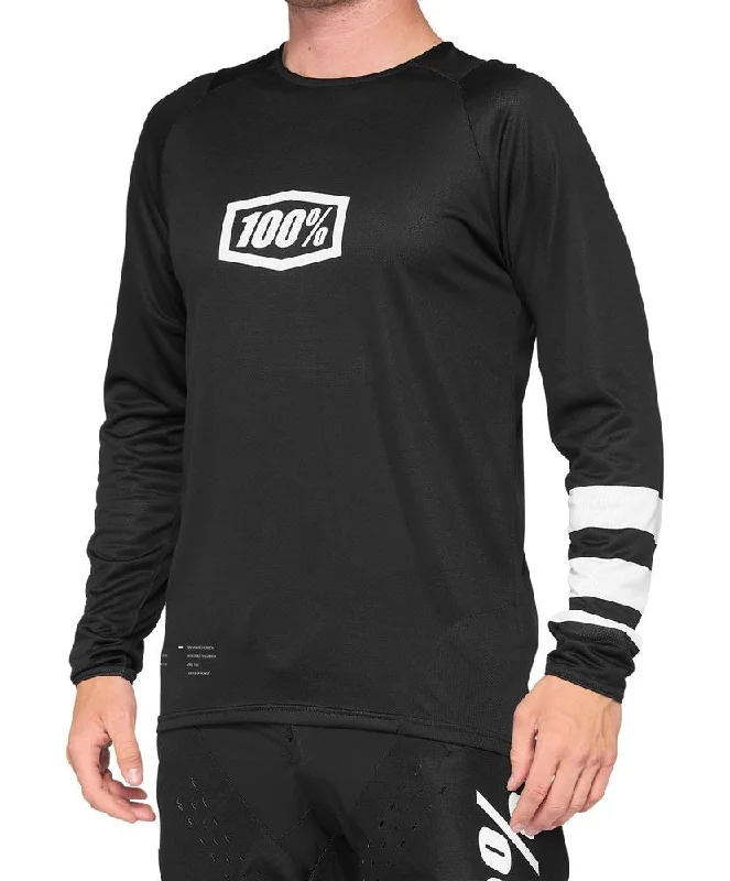 100% R-Core Long Sleeve MTB Jersey - Black-White - 2022