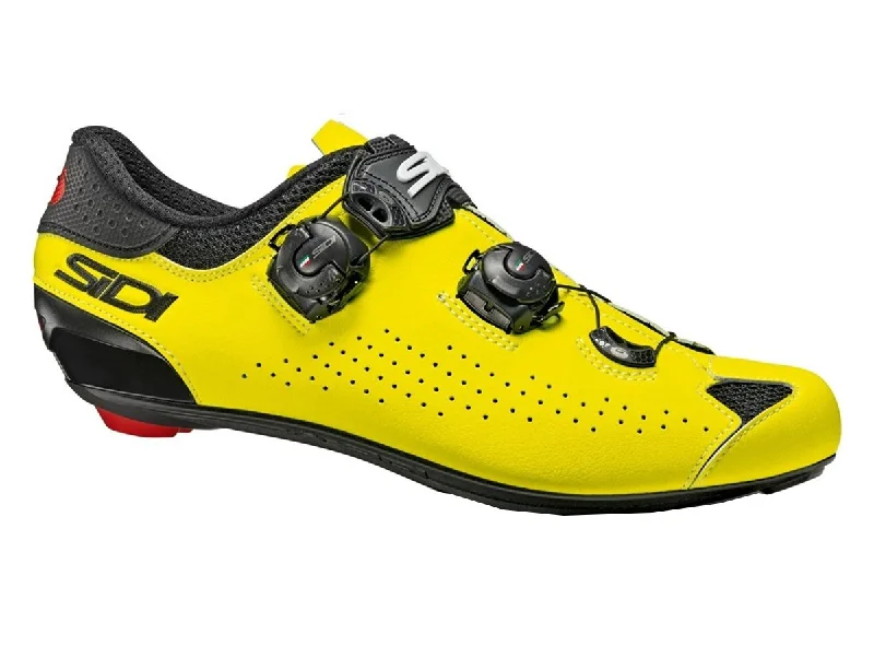 Sidi Genius 10 Road Shoe - Black-Yellow Fluo