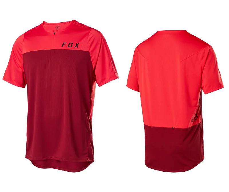 Fox Racing Flexair Zip Short Sleeve MTB Jersey - Chili