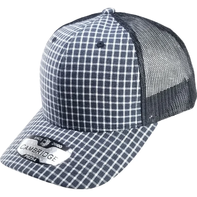 PB254 [BLACK/BLACK] PLAID TRUCKER HATS