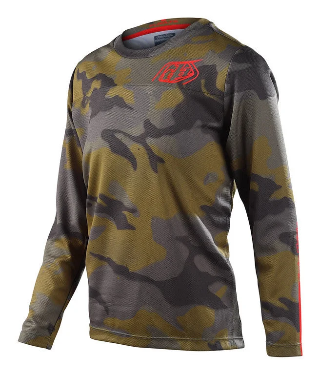 Troy Lee Designs Flowline Long Sleeve MTB Jersey - Youth - Spray Camo - Army