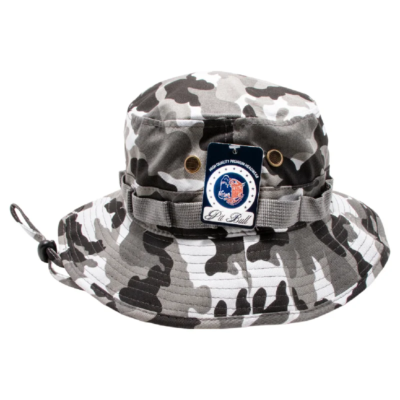 PB169 [CITY CAMO] PLAIN WASHED BOONIES WITH STRAPPED BUCKET HATS