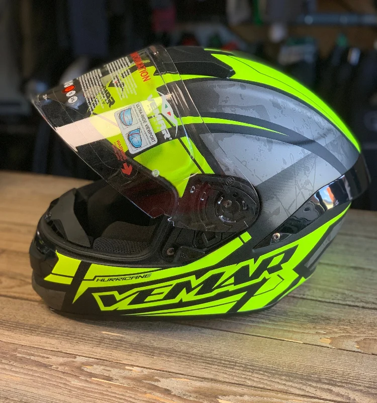 Vemar Hurricane Claw Full Face Helmet - Matt Silver/Fluo Yellow