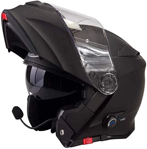 Viper RSV-171 Flip Front Helmet Fitted with Blinc Bluetooth System- Matt Black