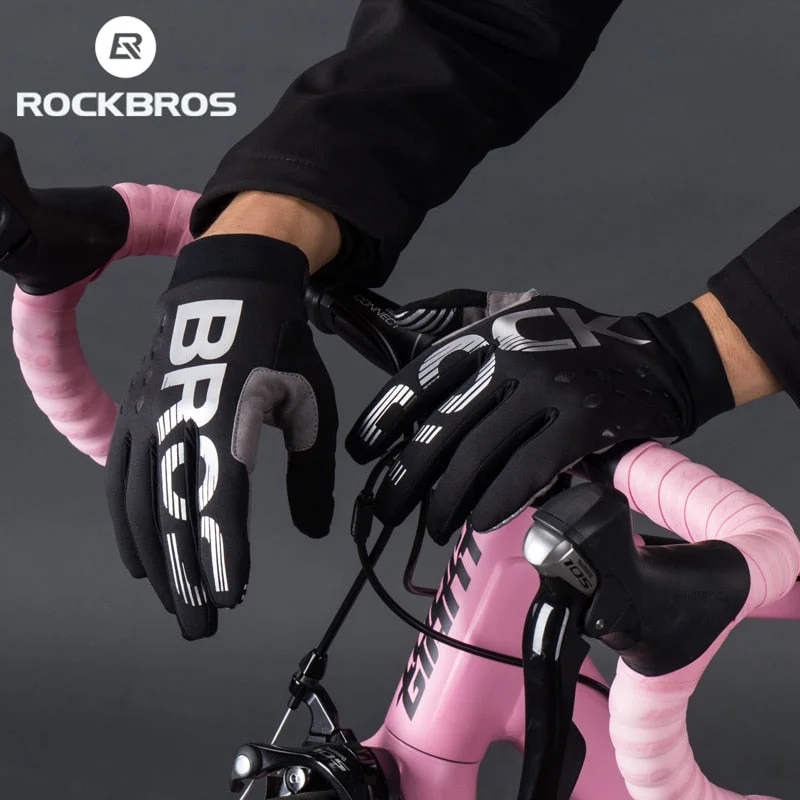 Cycling Gloves Shockproof Wear Resistant SBR Full Finger Windproof Gloves Breathable Lengthen