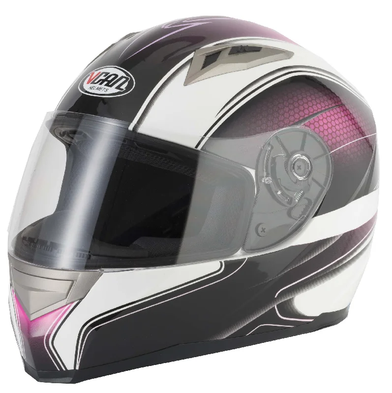 Vcan V158 Full Face Helmet - Pink/Edge