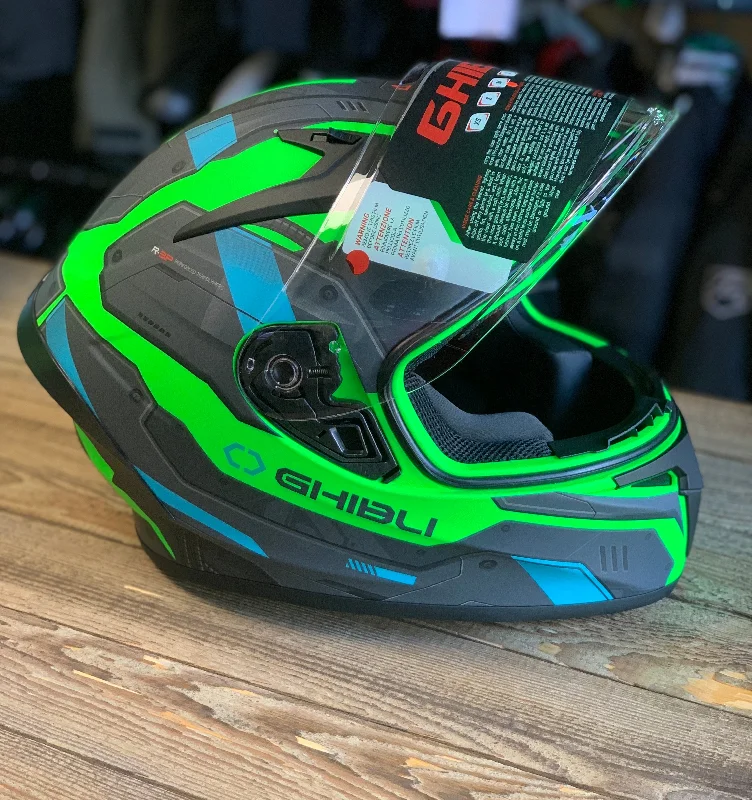 Vemar Ghibli Robot Helmet - Matt Flu Green/Grey