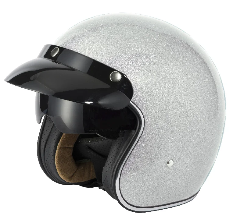 Vcan V537 Open Face Helmet - Silver Flake