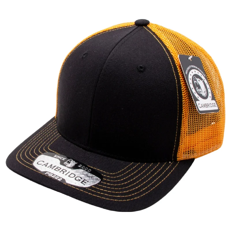 PB222-BLACK-GOLD CAMBRIDGE TRUCKER HAT