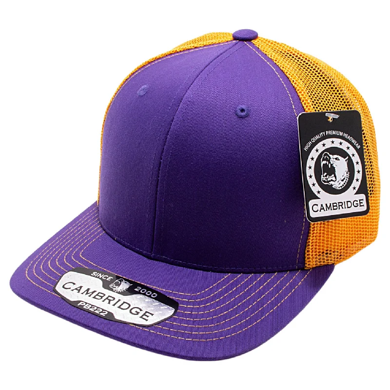 PB222-PURPLE-GOLD CAMBRIDGE TRUCKER HAT