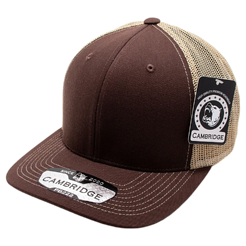 PB222-BROWN-KHAKI CAMBRIDGE TRUCKER HAT