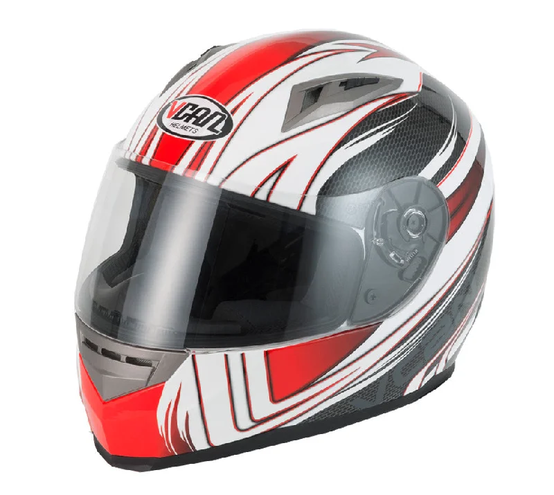 Vcan V158 Full Face Helmet - Red/Wind