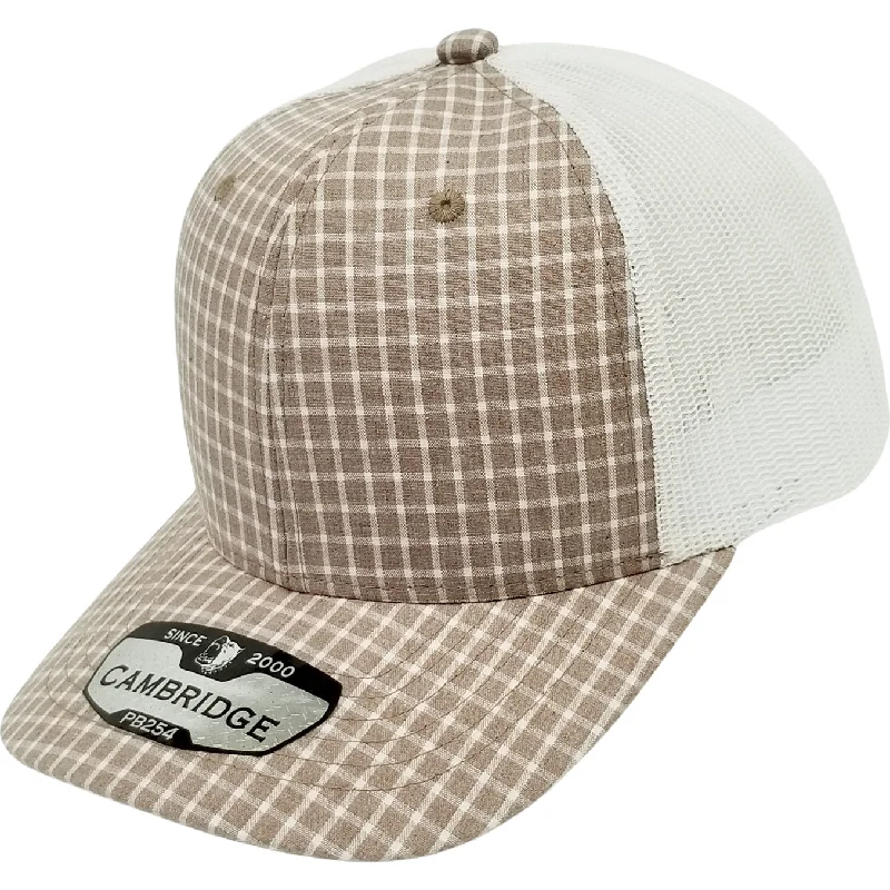 PB254 [COCOA/WHITE] PLAID TRUCKER HATS