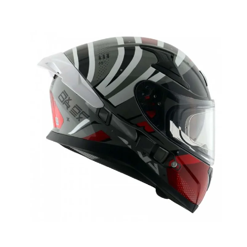 Motorcycle Helmet Full Face-Axor Apex Hex-2 Cool Grey Red