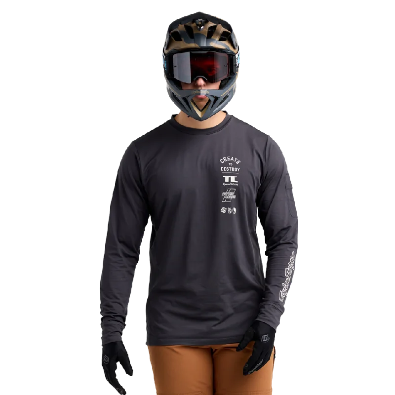 Troy Lee Designs Ruckus Long Sleeve Ride Tee - Destroy - Carbon