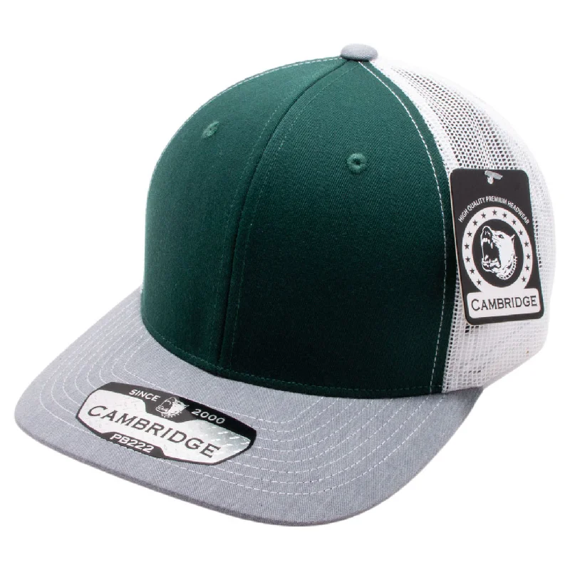 PB222T-D.GREEN-WHITE-H.GRAY CAMBRIDGE TRUCKER HAT