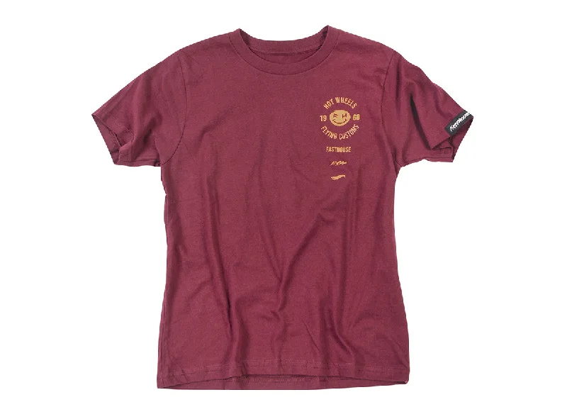 Fasthouse Stacked Hot Wheels Tee - Youth - Maroon