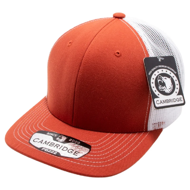 PB222-B.ORANGE-WHITE CAMBRIDGE TRUCKER HAT