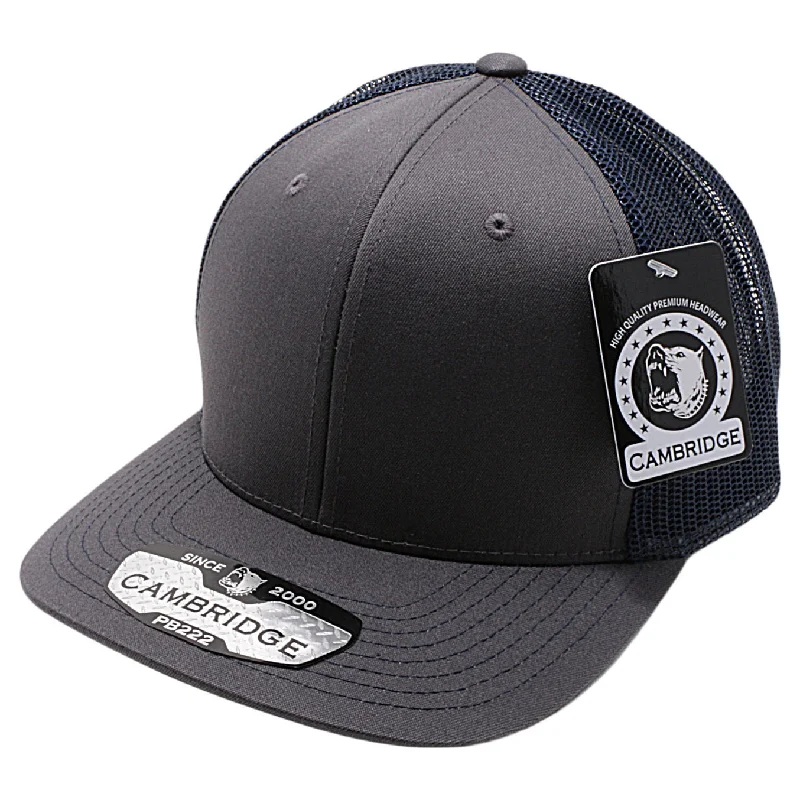 PB222-CHARCOAL-NAVY CAMBRIDGE TRUCKER HAT