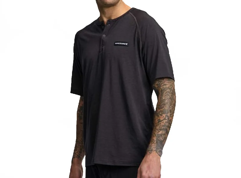 Race Face All Day Henley Short Sleeve Jersey - Charcoal - 2021