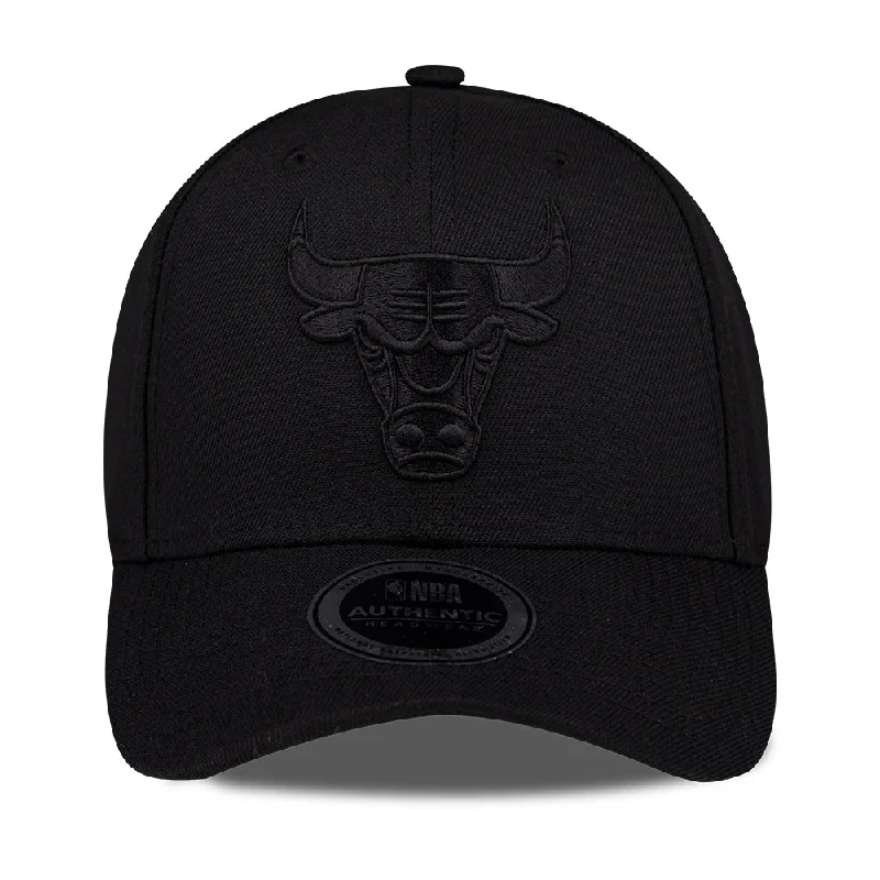 FexPro Men's NBA 3D All Black Embroidery Curved Cap - Bulls