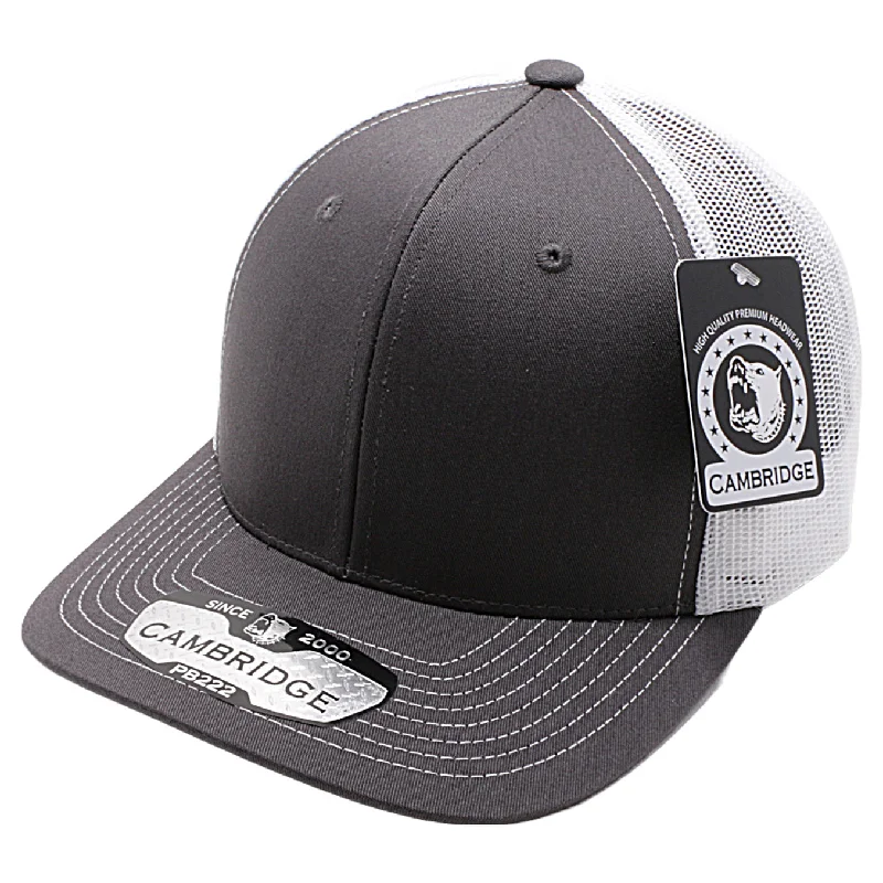 PB222-CHARCOAL-WHITE CAMBRIDGE TRUCKER HAT