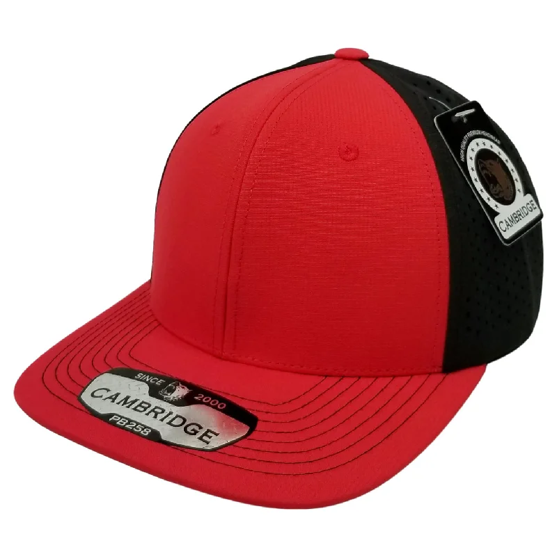 PB258 [RED/BLACK] PERFORATED SNAPBACK HATS