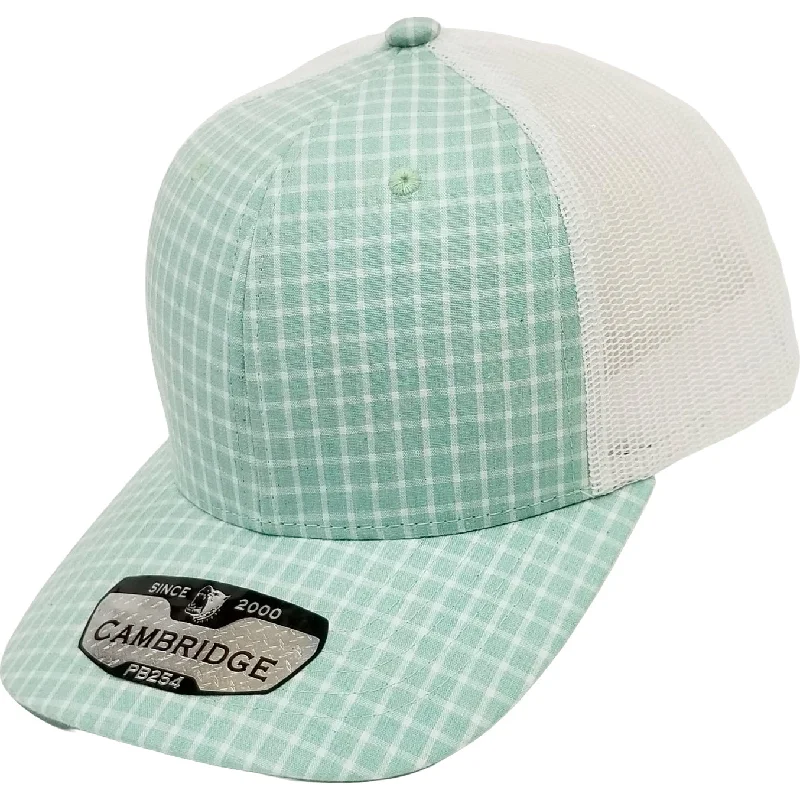 PB254 [MINT/WHITE] PLAID TRUCKER HATS