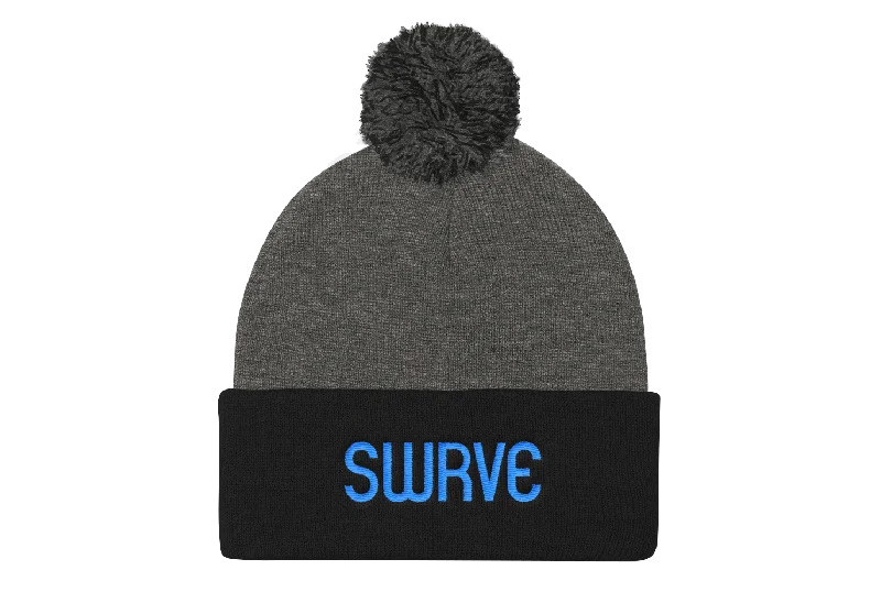 swrve 1968 CYAN embroidered Pom Pom Knit Cap