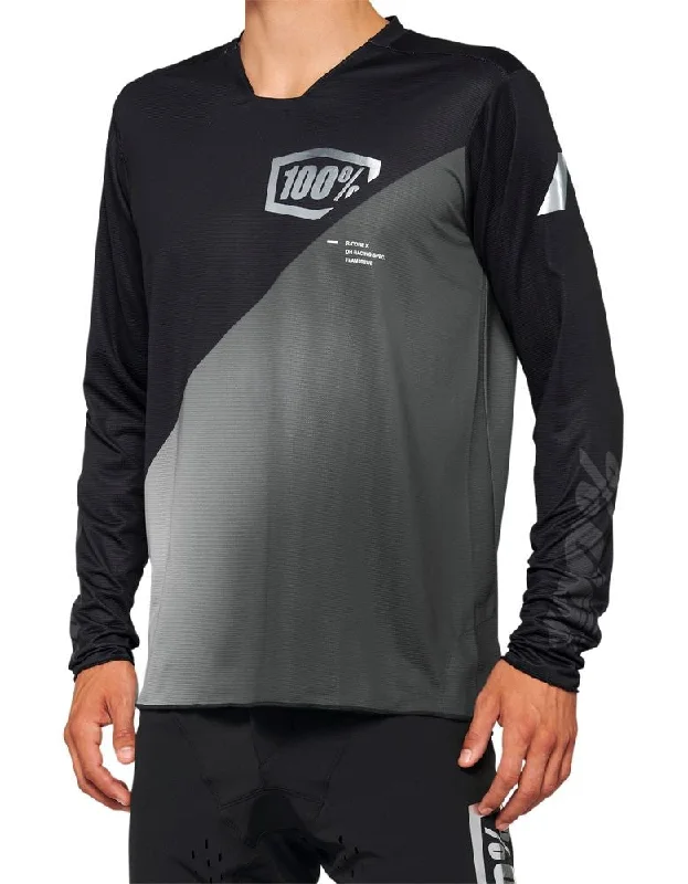 100% R-Core-X Long Sleeve MTB Jersey - Black-Gray