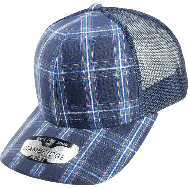 PB253 [NAVY] PLAID TRUCKER HATS