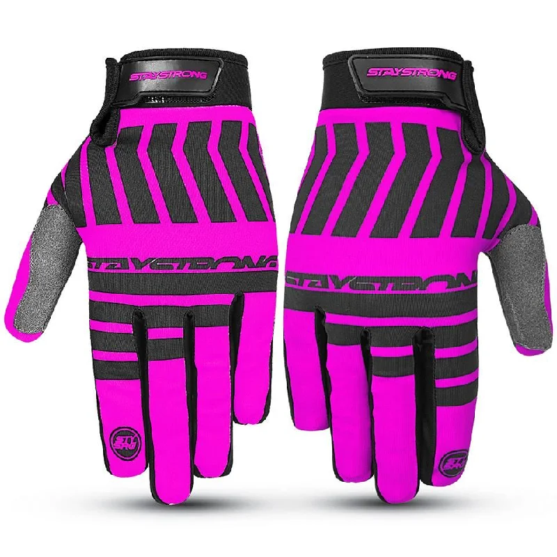 Stay Strong Chev Stripe Youth Gloves - Pink