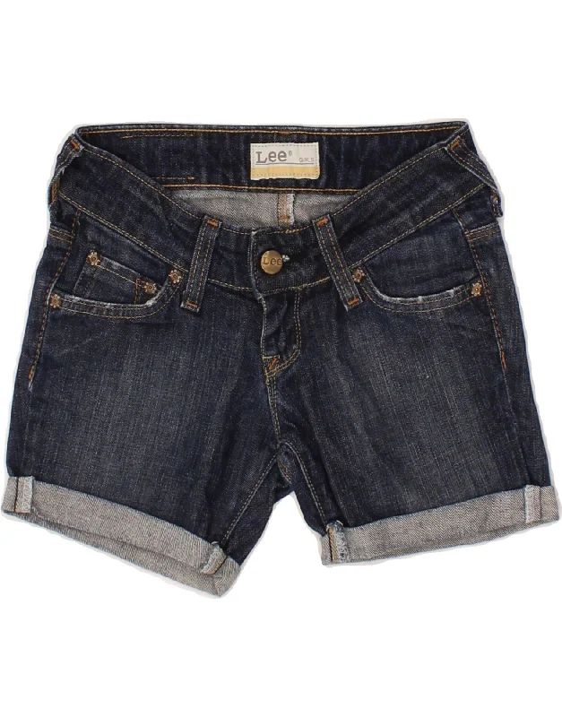 LEE Girls Denim Shorts 7-8 Years W24  Navy Blue Cotton