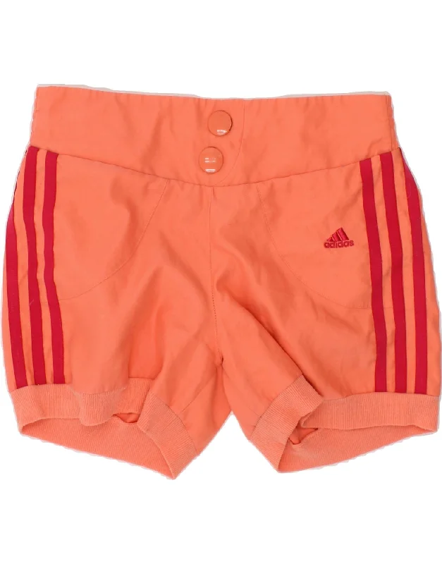 ADIDAS Girls Casual Shorts 9-10 Years W24 Orange Cotton