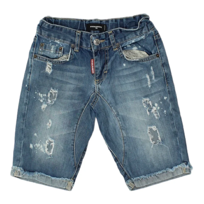 Dsquared2 Kids Blue Distressed Denim Shorts | Vintage Boys High End Designer