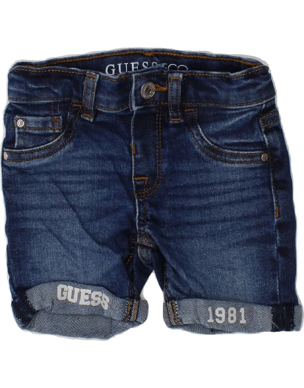 GUESS Baby Girls Graphic Denim Shorts 12-18 Months W18  Navy Blue Cotton